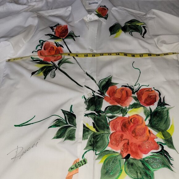 Creative Artwear-  Rose Painted Ladies Shirt - Picture 6 of 8